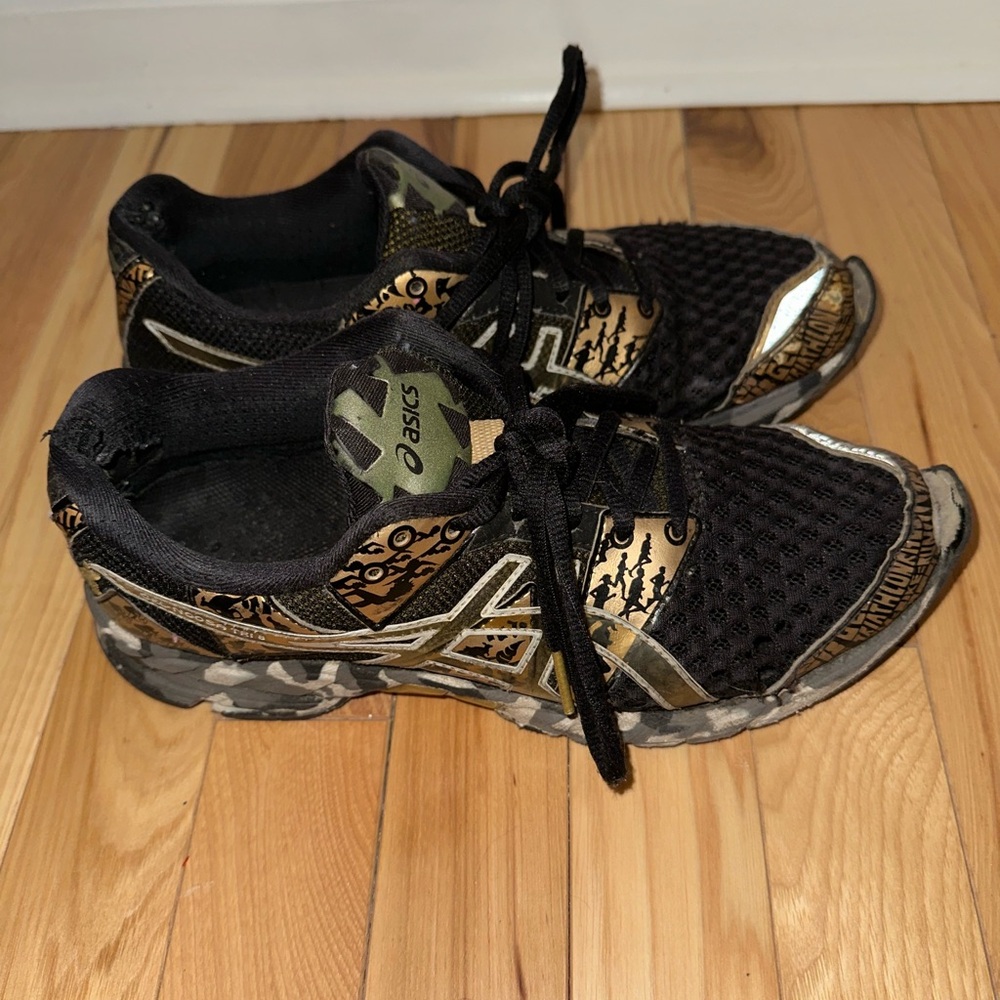 Asics Black and Gold Athletic Shoes